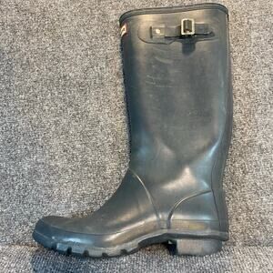 Hunter Boots Women 7 Rubber Dark Slate Gray Blue Rain Classic Wellies Equestrian